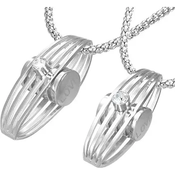 Přívěsek Přívěsek pro zamilované - žebrovaná elipsa, zirkon, boční nápis