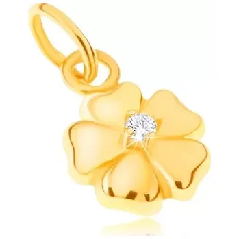 Přívěsek Přívěsek ze žlutého 14K zlata - blyštivý pětilistý květ s kamínkem