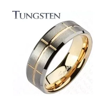 Prsten Prsten z karbidu wolframu - měděno-sivý, gravírovaný - Velikost: 67