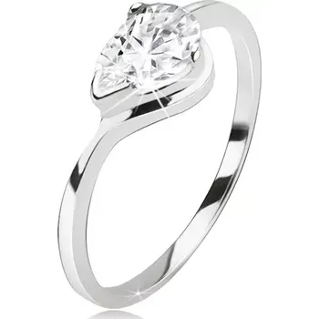 Prsten Prsten ze stříbra 925, broušený čirý kamínek - kapka - Velikost: 52