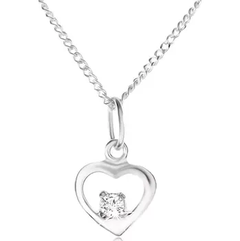 Náhrdelník Stříbrný 925 náhrdelník, lesklý obrys srdíčka, kamínek čiré barvy