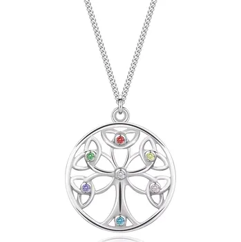 Náhrdelník Náhrdelník ze stříbra 925 - vypouklý strom života v kruhu, čirý briliant, barevné zirkony
