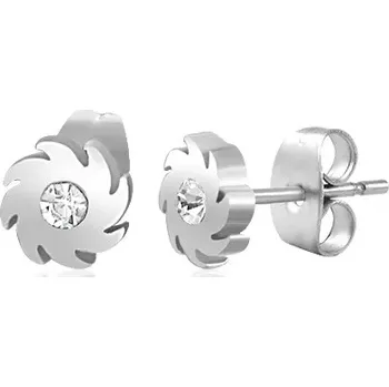 Náušnice Náušnice z oceli 316L stříbrné barvy - slunce s čirým zirkonem