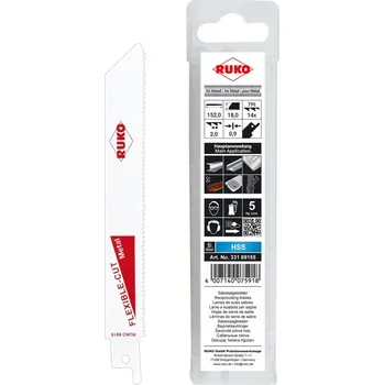 NS Pilové listy pro pily ocasky na kov 152x18x0,9mm rozteč 2,0mm RUKO 8915 5ks