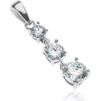 Přívěsek Stříbrný přívěsek 925 - tři visící třpytivé zirkony