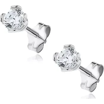 Náušnice Puzetky ze stříbra 925 - čirý zirkon uchycený smyčkami, 4 mm