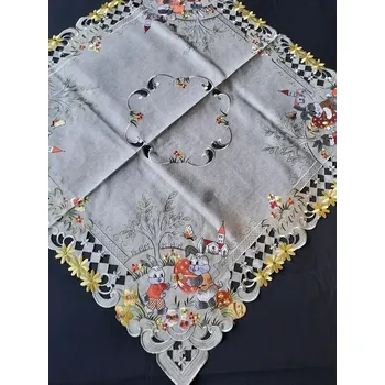 ubrus ubrus vyšívaný velikonoční dva zajíci kostelík 85 x 85
