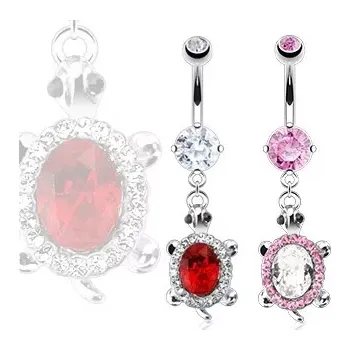 Piercing Piercing do břicha - želva se zirkonovým pancířem - Barva zirkonu: Čirá - C