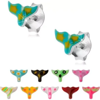 Náušnice Puzetové náušnice, stříbro 925, glazovaný rybí ocas, různé barvy - Barva: Bílá