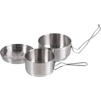 Kempingové nádobí Nádobí stainless steel 3-díly Mil-Tec (Jídelní nerezové třídílné nádobí, obdoba klasického českého Ešusu.)