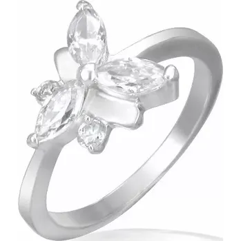 Prsten Snubní prsten, ocelově-zirkonový motýlek - Velikost: 50