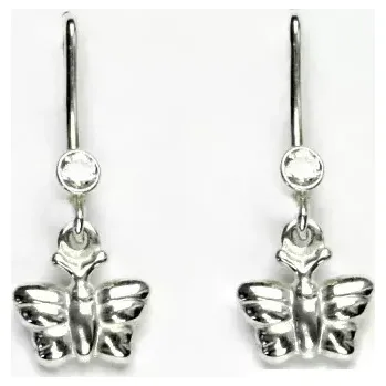 Náušnice Stříbrné visací náušnice motýlek čirý zirkon - NK28/763 (Stříbrné náušnice motýlci s čirými zirkony)