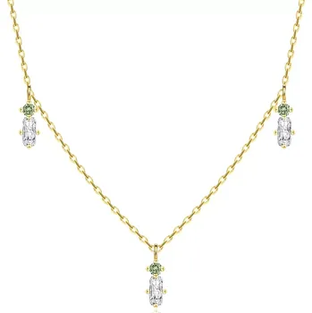 Náhrdelník Náhrdelník ze žlutého 14K zlata - zelené kulaté a čiré obdélníkové zirkony
