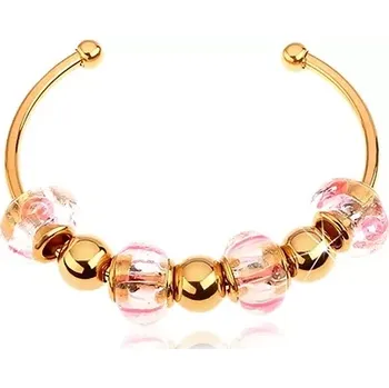 Náramek Náramek z chirurgické oceli 316L zlaté barvy, skleněné a ocelové korálky