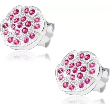 Náušnice Náušnice, stříbro 925, kruh se zářezy, růžové zirkony, gravírování