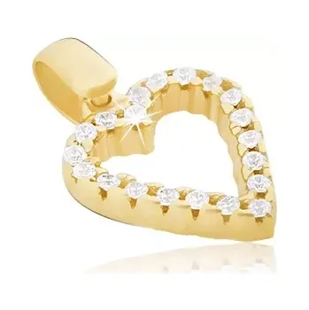 Přívěsek Přívěsek ze zlata 14K - lehce protáhlé zirkonové srdíčko