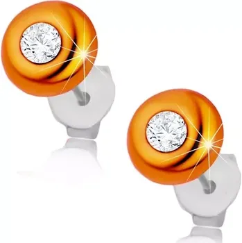 Náušnice Náušnice ze stříbra 925, vypouklý oranžový kruh, kulatý čirý zirkonek