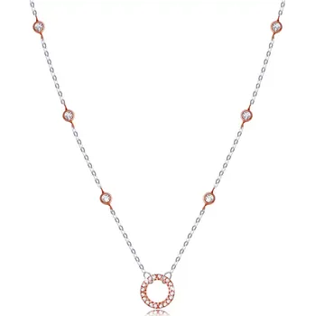 Náhrdelník Stříbrný 925 náhrdelník - kroužek se zirkony, kulaté objímky, mědená barva