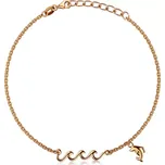 Nastavitelný stříbrný náramek 925 - měděná barva, mořská vlna, delfín