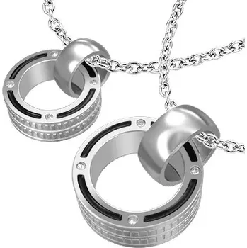 Přívěsek Přívěsky z oceli pro dva - dvě kolečka a zirkony