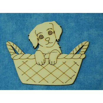 Překližka Výřez z překližky, Z164/3, PES V KOŠÍKU, 8x6,3cm, 1ks
