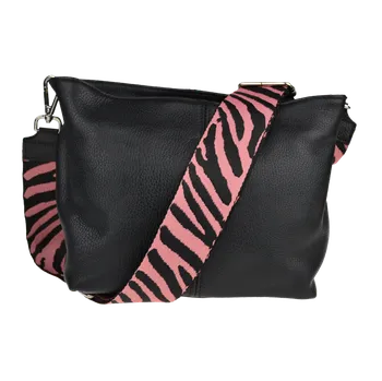 Kabelka NovaKabelka.cz Kožená italská crossbody kabelka Batilda Nera s přídavným popruhem VI