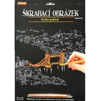 omalovánky Škrabací obrázek - noční výhled - Tower Bridge