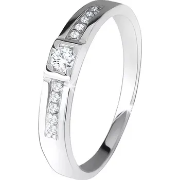 Prsten Lesklý prsten, dvě rovné linie, čiré kamínky, stříbro 925 - Velikost: 54