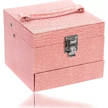 Šperkovnice Kufříková šperkovnice růžové barvy, kovové detaily ve stříbrném odstínu, dvě samostatně použitelné části