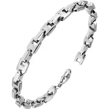 Náramek Ocelový náramek stříbrné barvy - kolmo napojované články U, 6 mm