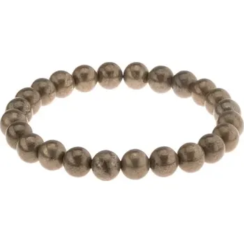 Náramek Elastický náramek, šedozelené kuličky pyritu na průhledné gumičce
