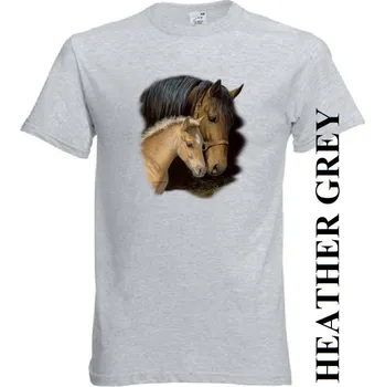 Dívčí tričko detske-levne-bavlnene-tricko-potisk-kone-klisna-hribe Barva: Heather grey - vřesově šedá, velikost: 164