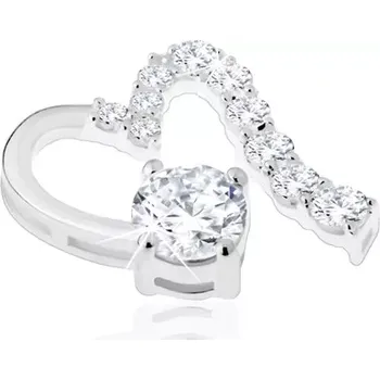 Přívěsek Přívěsek ze stříbra 925, asymetrický obrys srdce, čirý zirkon, třpytivá linie