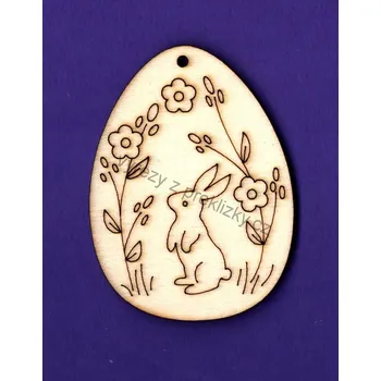 Překližka Výřez z překližky, F79, VELIKONOČNÍ VEJCE-ZAJÍC, 6,5x4,5cm, 1ks