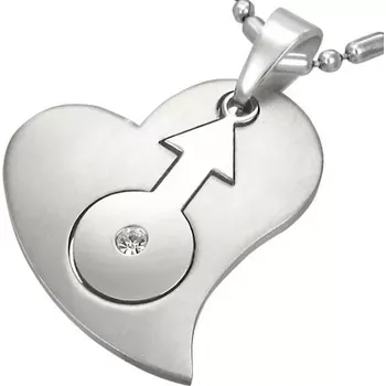 Přívěsek Ocelový přívěsek se srdcem a znakem pohlaví
