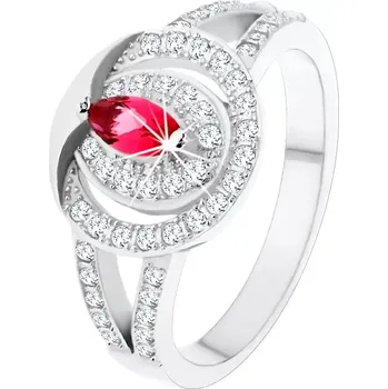 Prsten Stříbrný 925 prsten, čirá zirkonová obroučka s růžovým zirkonem - Velikost: 50