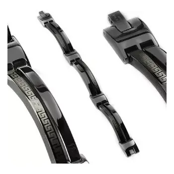 Náramek Náramek z chirurgické oceli černé barvy, řecký klíč