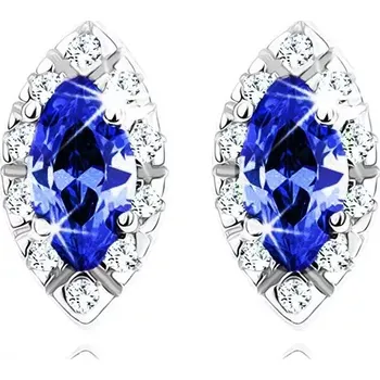 Náušnice Náušnice ze stříbra 925, zrnko tmavě modré barvy s čirým obrysem