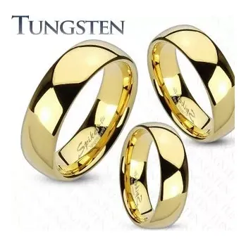 Prsten Prsten z wolframu zlaté barvy, zaoblený a hladký povrch, zrcadlový lesk, 8 mm - Velikost: 69