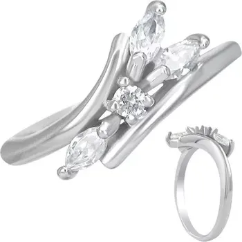 Prsten Snubní prsten z oceli - čiré zirkony, tři slzičky - Velikost: 57