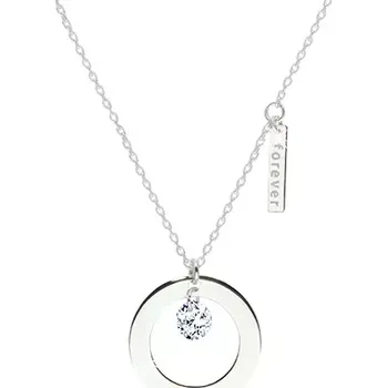 Náhrdelník Lesklý náhrdelník ze stříbra 925 - kontura kruhu s výřezem, známka s nápisem "forever", čirý zirkon
