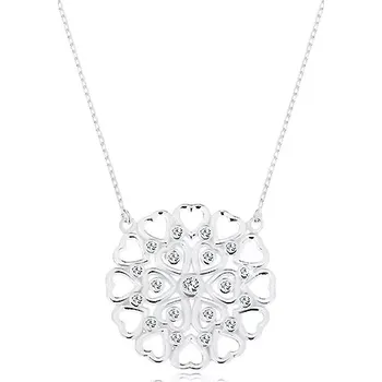 Náhrdelník Náhrdelník ze stříbra 925, velký kulatý ornament ze srdíček a zirkonů