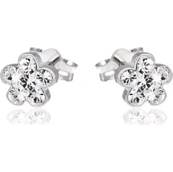 Náušnice Puzetky ze stříbra 925 - třpytivý kvítek, šest zirkonů