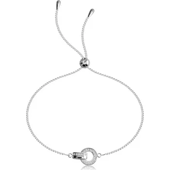 Náramek Stříbrný 925 náramek - kroužek se zirkony, očko s lesklým a zirkonovým povrchem