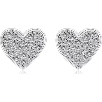 Náušnice Puzetové náušnice ze stříbra 925 - symetrická srdce, čiré zirkony