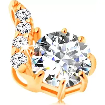 Přívěsek Přívěsek ve žlutém zlatě 585 - kulatý čirý zirkon a třpytivá zirkonová vlnka