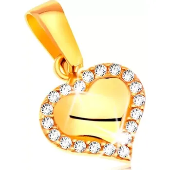 Přívěsek Přívěsek ve žlutém zlatě 585 - lesklé srdíčko lemované čirými zirkony