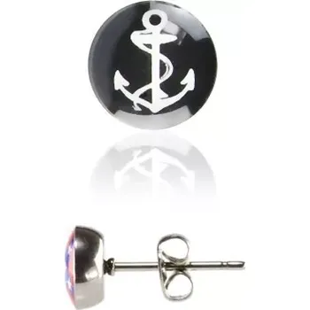 Náušnice Ocelové kulaté náušnice - KOTVA