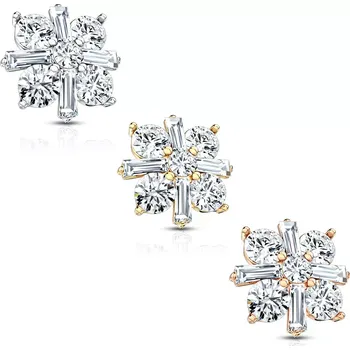 Piercing Náhradní hlavička do implantátu z chirurgické oceli, květ, čiré zirkony, rhodiovaná, 1,2 mm - Barva: Měděná