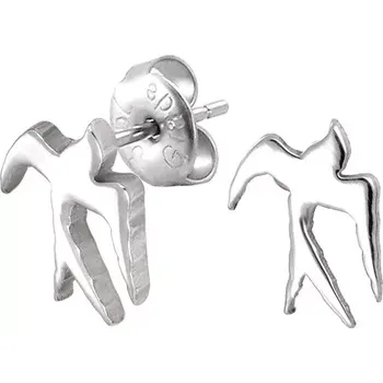 Náušnice Ocelové náušnice stříbrné barvy - lesklá vlaštovka